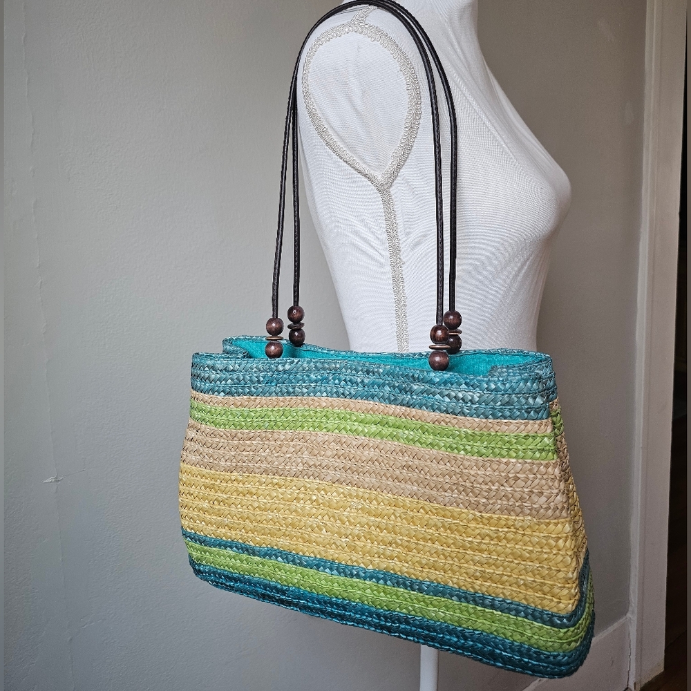 Multicolor Straw Tote Bag